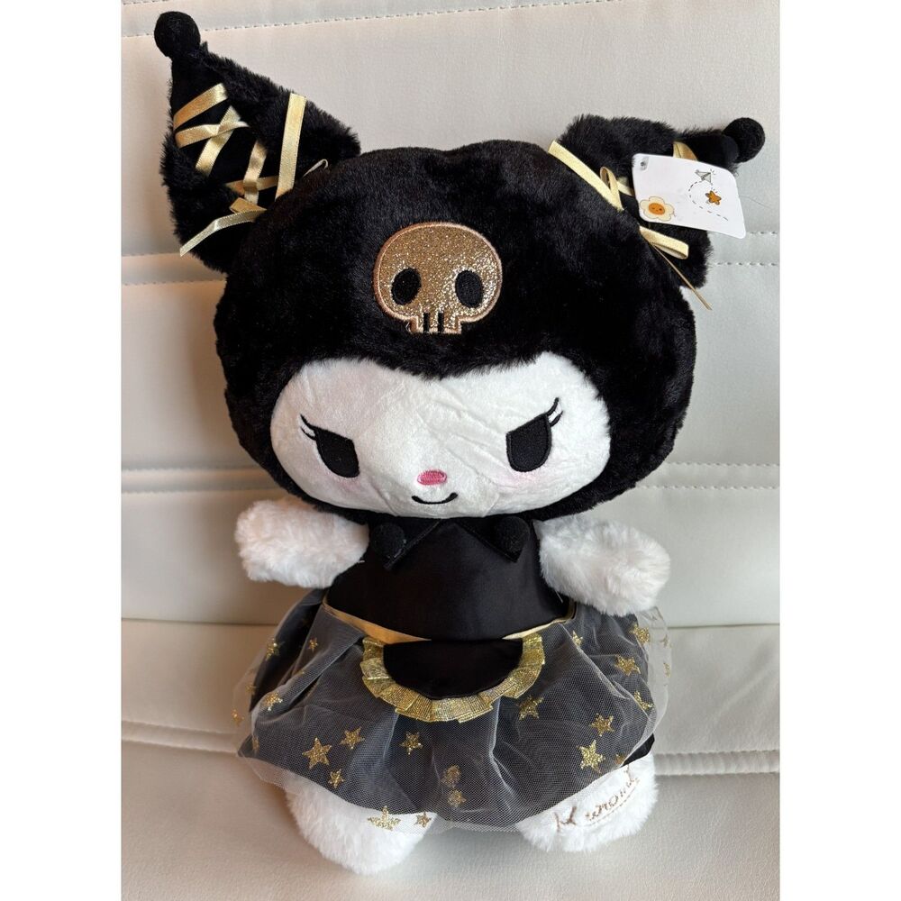 Kuromi Gold Skull Sparkle Plush Plushie Sanrio Kawaii Stuffed Figure NWT
